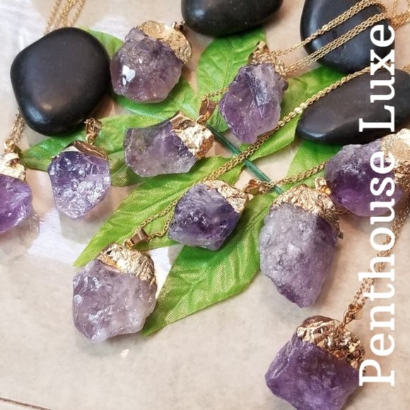 REAL Amethyst Quartz Pendant Necklace - Picture 2 of 4